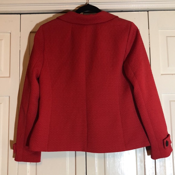 Talbots Double Breasted Textured Red Blazer Front Pockets SZ 10P R1 - Picture 6 of 9